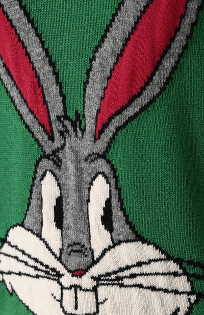 Шерстяной джемпер с принтом GUCCI зеленого цвета по цене 79950 руб., арт. 519445/X9S82, фото 5 Шерстяной джемпер с принтом GUCCI, арт. 519445/X9S82, фото 5