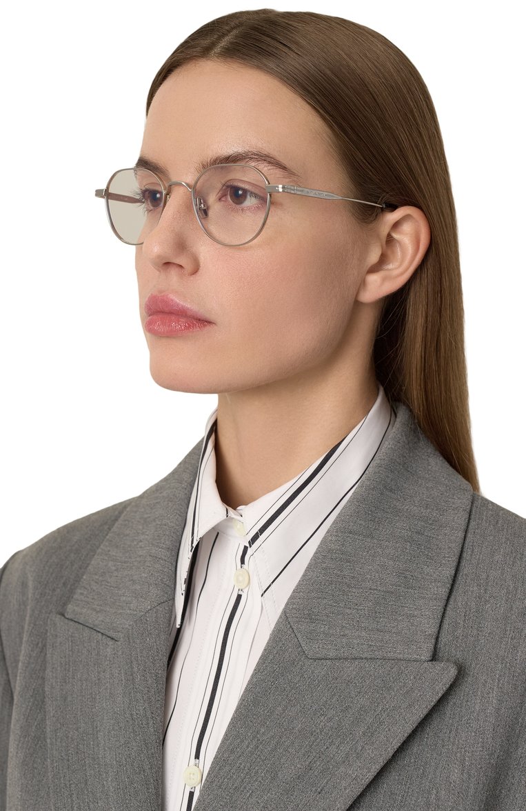 Женские оправа SAINT LAURENT серебряного цвета, арт. SL 730 002 | Фото 2 (Региональные ограничения белый список (Axapta Mercury): Не проставлено; Нос: Не проставлено; Тип очков: Оправа; Материал: Металл; Очки форма: Круглые; Оптика Гендер: оптика-женское)