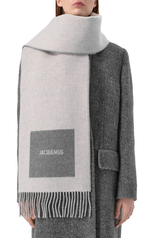 Шерстяной шарф Jacquemus 24HACU00579/A0T4044 Серый  24HACU00579/A0T4044 Фото 2