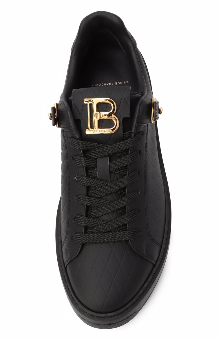 Женские кожаные кеды b-court b-buzz BALMAIN черного цвета, арт. EN1VI738/LCGD | Фото 6 (Материал внешний: Натуральная кожа; Материал внутренний: Натуральная кожа; Подошва: Платформа; Материал утеплителя: Без утеплителя; Кросс-КТ: Низкие; Стили: Кэжуэл)