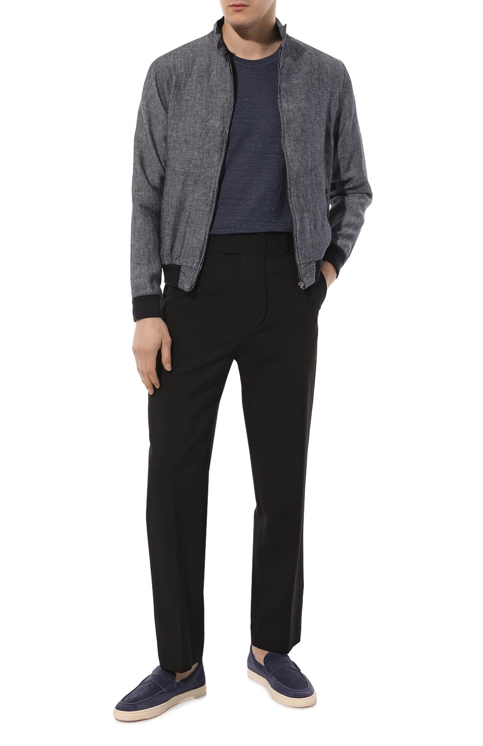 Льняная футболка 120% LINO темно-синего цвета по цене 17550 руб., арт. Y0M7186/000E908/S00, фото 2 Льняная футболка 120% LINO, арт. Y0M7186/000E908/S00, фото 2