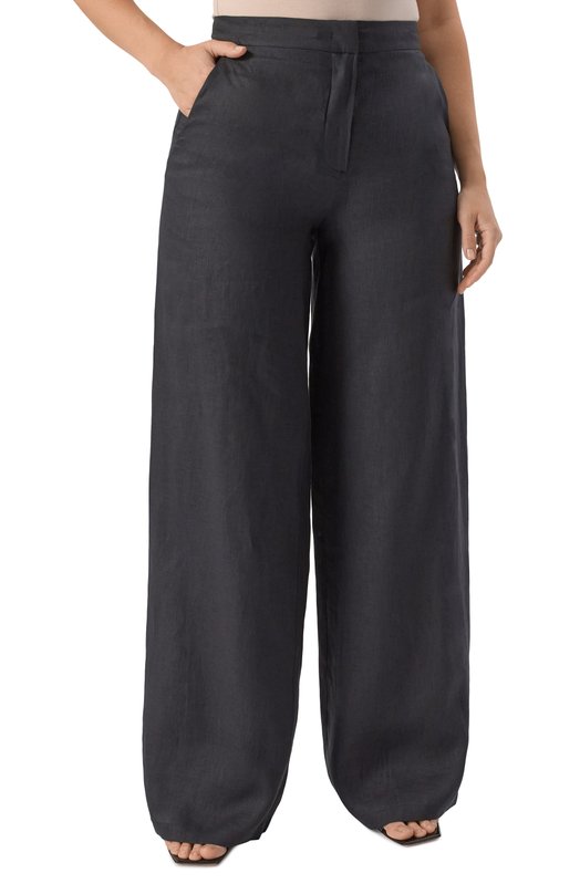 Льняные брюки Max Mara Studio GARIB0 Чёрный  GARIB0 Фото 3