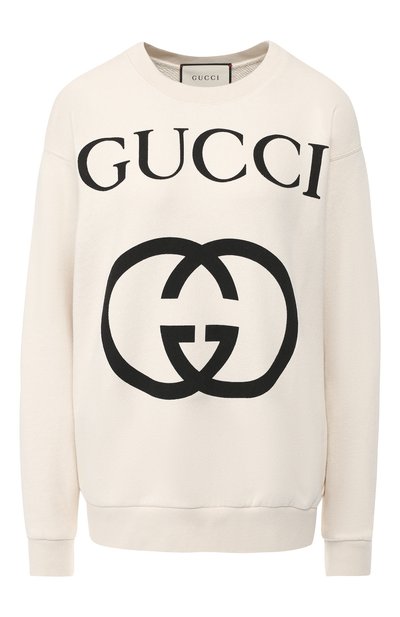 Женский хлопковый пуловер с логотипом бренда GUCCI, арт. 469250/X3Q25