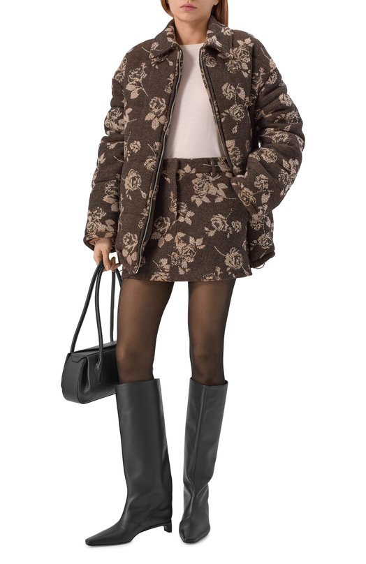 Юбка из шерсти и хлопка Giuseppe di Morabito 05FW2SK159FS 05430 Коричневый  05FW2SK159FS 05430 Фото 2