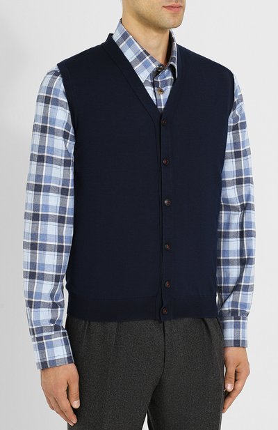 Жилет из смеси кашемира и шелка на пуговицах с v-образным воротником KITON, арт. UK07/T, фото 3