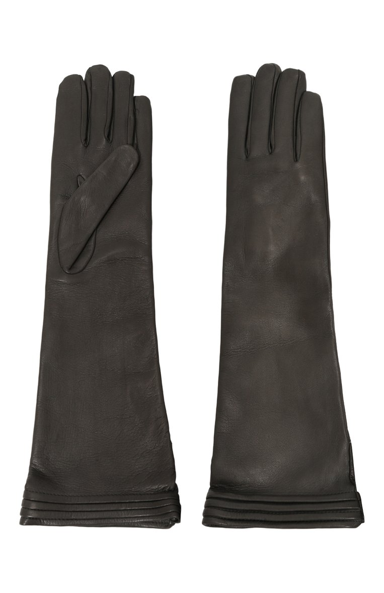 Женские кожаные перчатки KITON серого цвета, арт. D58906K0533F01 | Фото 2 (Нос: Не проставлено; Материал: Натуральная кожа)