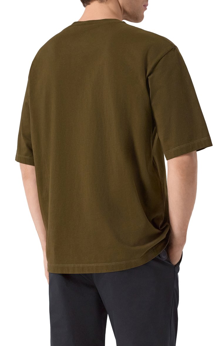 Мужская хлопковая футболка DSQUARED2 хаки цвета, арт. S74GD1399/D20020 | Фото 4 (Длина (для топов): Стандартные; Материал внешний: Хлопок; Стили: Кэжуэл; Принт: С принтом; Мужское Кросс-КТ: Футболка-одежда; Кросс-КТ: Джерси; Автоматизация ТО: Проставлено; Автоматизация состава: Проставлено; Детали: Без декора; Рукава: Короткие)