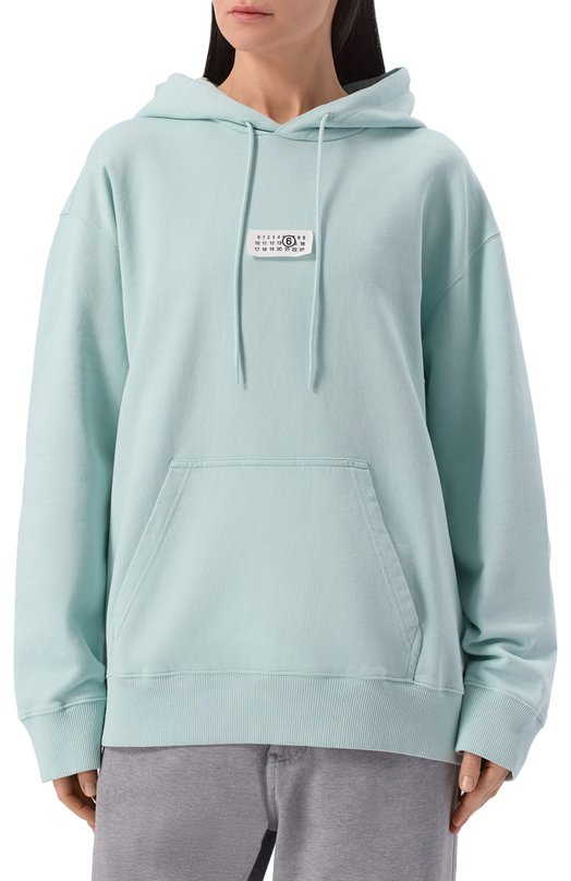 Хлопковое худи MM6 SH0GU0042/M25025 Голубой  SH0GU0042/M25025 Фото 3