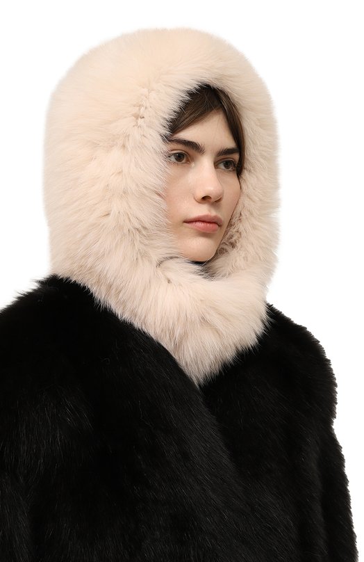 Меховая шапка-ушанка из песца VICTORIA KUSENKOVA 195050011060 Кремовый  195050011060 Фото 2
