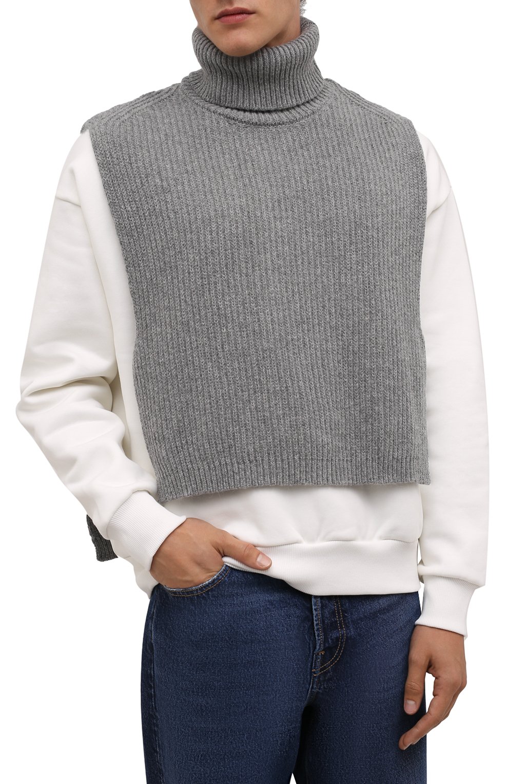 Шерстяная манишка DRIES VAN NOTEN серого цвета по цене 34950 руб., арт. 212-022208-3703, фото 2 Шерстяная манишка DRIES VAN NOTEN, арт. 212-022208-3703, фото 2