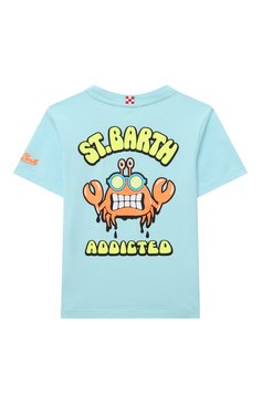 Детская хлопковая футболка MC2 SAINT BARTH бирюзового цвета, арт. STBK/TSHIRT B0Y/03950D | Фото 2 (Рукава: Короткие; Материал сплава: Проставлено; Материал внешний: Хлопок; Мальчики Кросс-КТ: Футболка-одежда; Драгоценные камни: Проставлено)