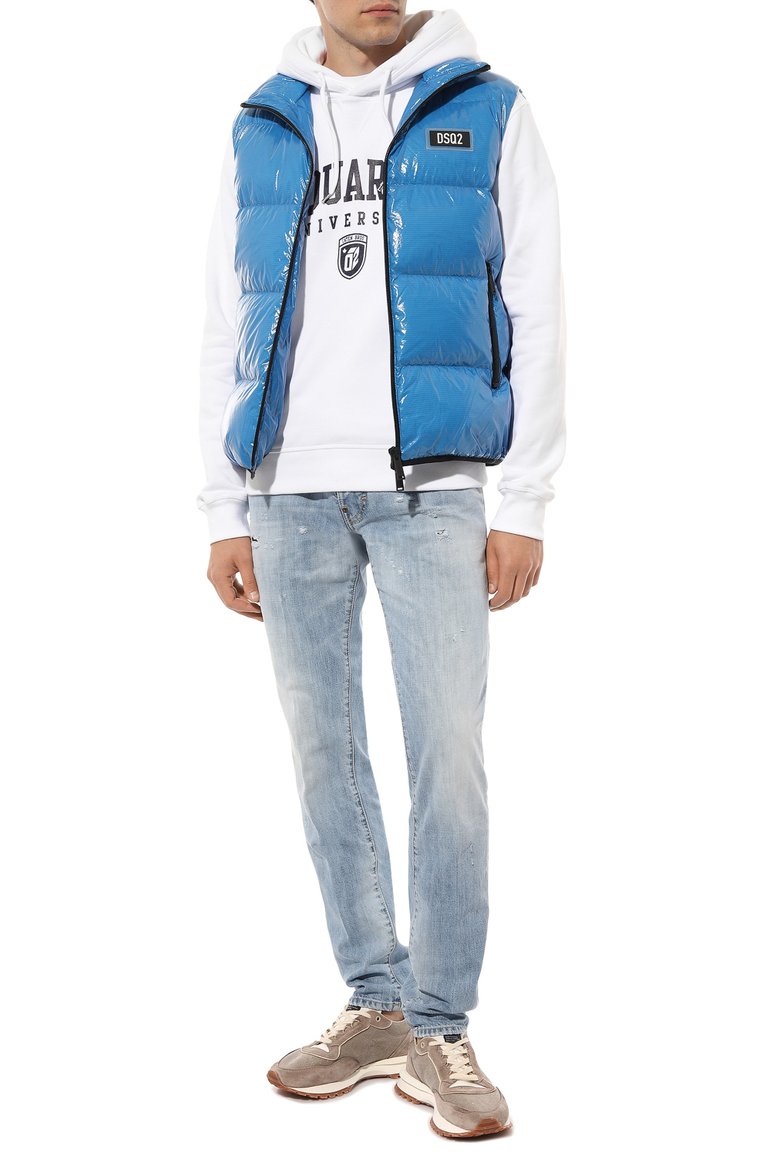 Мужской хлопковое худи DSQUARED2 белого цвета, арт. S74GU0744/S25516 | Фото 2 (Длина (для топов): Стандартные; Рукава: Длинные; Материал внешний: Хлопок; Принт: С принтом; Мужское Кросс-КТ: Худи-одежда; Стили: Спорт-шик)