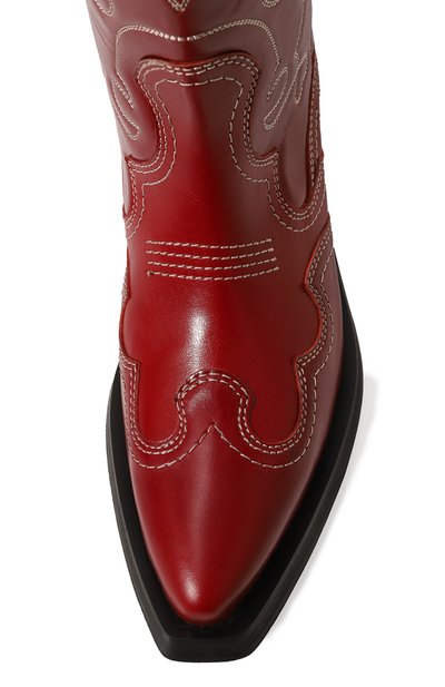 Кожаные казаки GANNI красного цвета по цене 79500 руб., арт. S1861, фото 4 Кожаные казаки GANNI, арт. S1861, фото 4