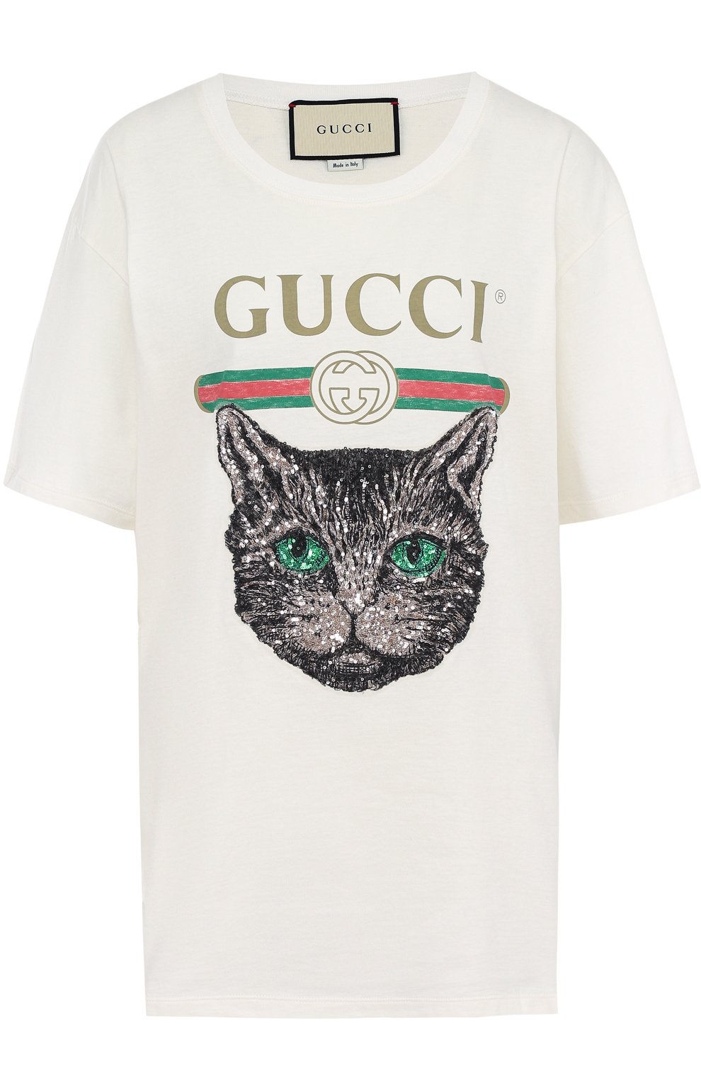 Хлопковая футболка с принтом и пайетками GUCCI, арт. 492347/X3L17, фото 1