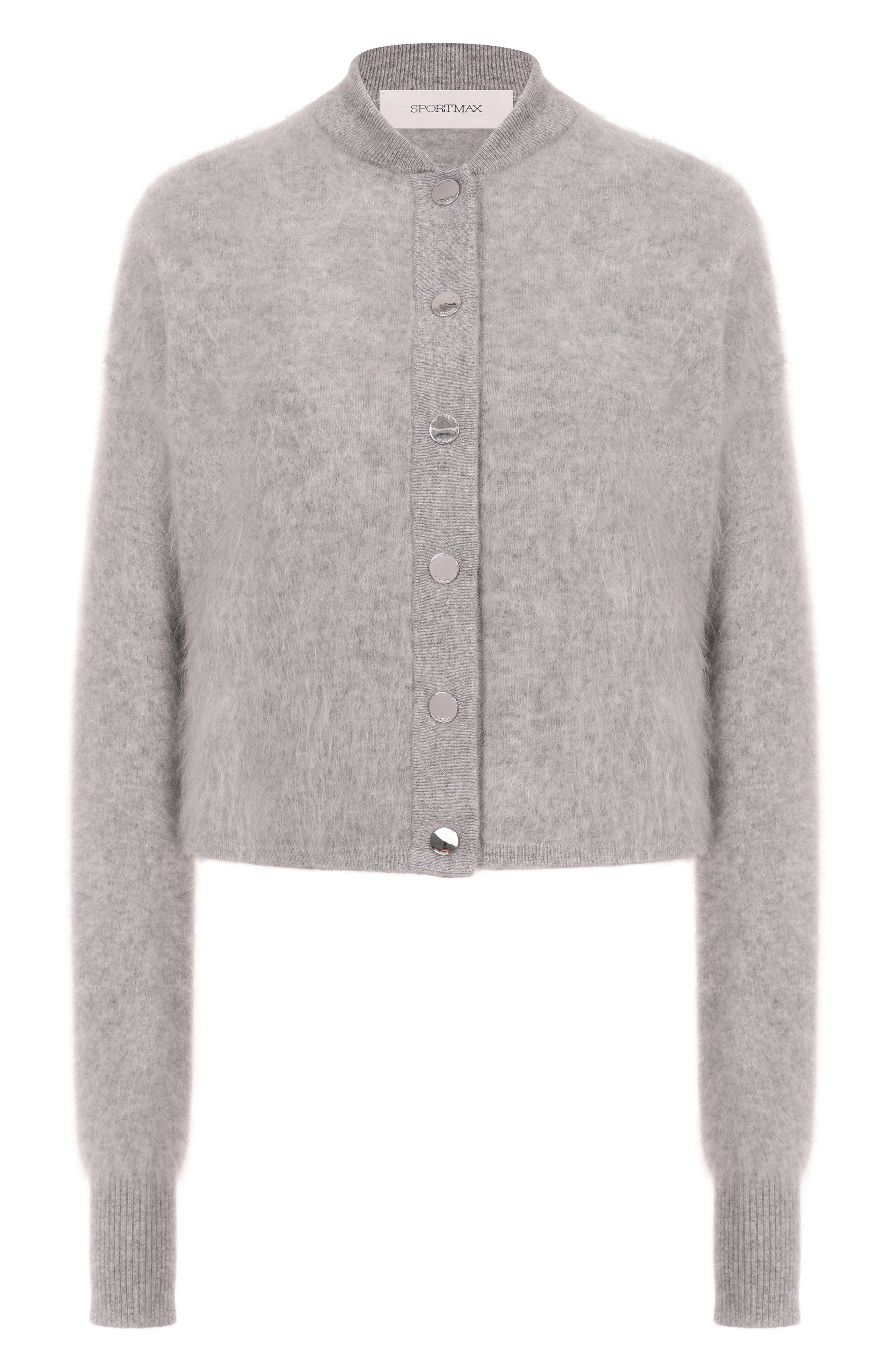 Кашемировый кардиган SPORTMAX серого цвета по цене 88250 руб., арт. ERC0LE, фото 1 Кашемировый кардиган SPORTMAX, арт. ERC0LE, фото 1