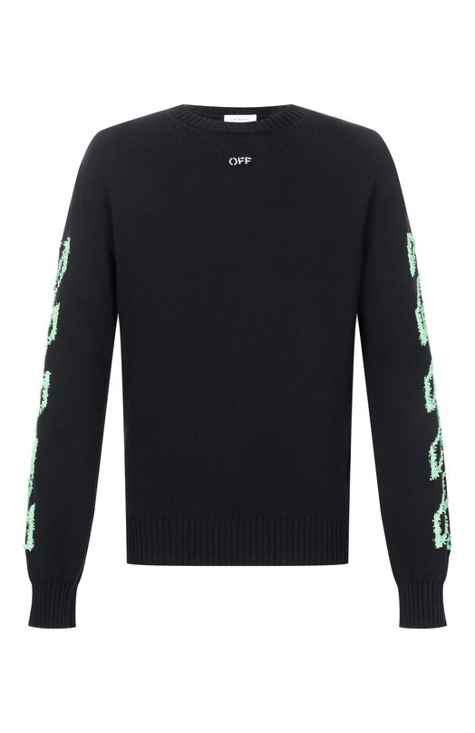 Хлопковый свитер Off-White 0MHE087S26KNI001 Чёрный 0MHE087S26KNI001