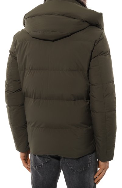 Пуховик с отделкой из песца YVES SALOMON хаки цвета по цене 199500 руб., арт. 25WHV01370K26G, фото 4 Пуховик с отделкой из песца YVES SALOMON, арт. 25WHV01370K26G, фото 4