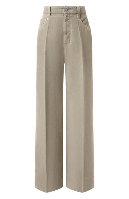 Женские брюки из хлопка и льна BRUNELLO CUCINELLI, арт. ML996P5992