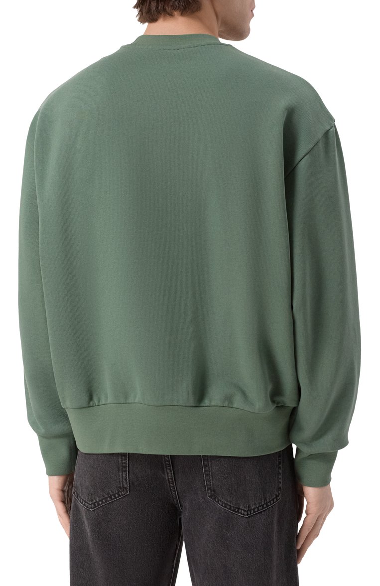 Мужской хлопковый свитшот MONCLER зеленого цвета, арт. 8G00019/M2642/87E | Фото 4 (Длина (для топов): Стандартные; Материал внешний: Хлопок; Рукава: Длинные; Принт: С принтом; Мужское Кросс-КТ: свитшот-одежда; Стили: Спорт-шик; Детали: Без декора; Автоматизация ТО: Проставлено; Автоматизация состава: Проставлено)