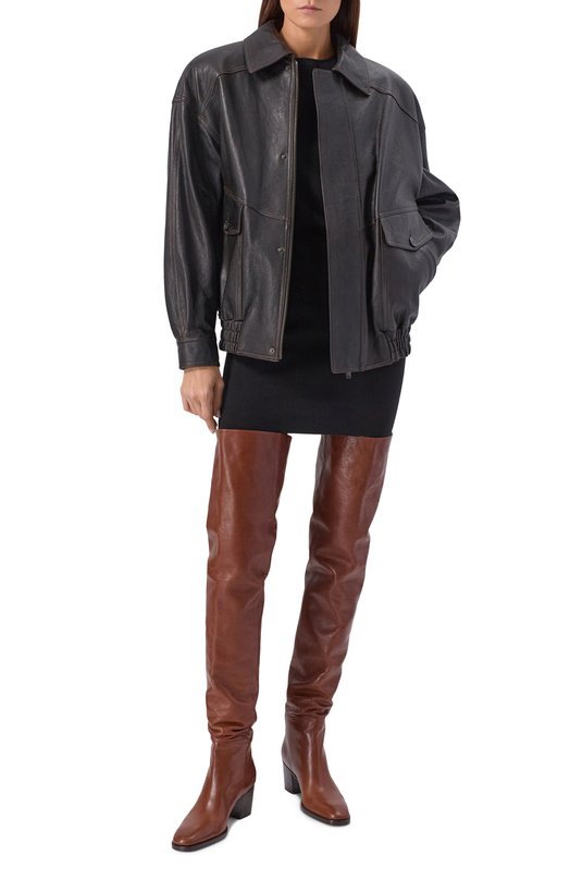 Кожаные ботфорты Odéon 70 Saint Laurent 841354/25V00 Коричневый  841354/25V00 Фото 3