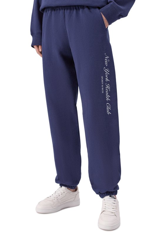 Хлопковые брюки Sporty and Rich PA03666043BL106 Синий  PA03666043BL106 Фото 3