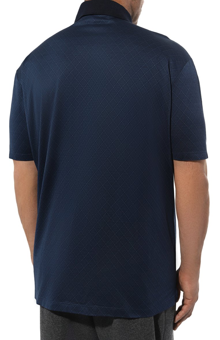 Мужское хлопковое поло PAUL&SHARK темно-синего цвета, арт. 24411293/3XL-6XL | Фото 4 (Материал внешний: Хлопок; Рукава: Короткие; Длина (для топов): Удлиненные; Стили: Кэжуэл; Застежка: Пуговицы; Принт: Без принта; Мужское Кросс-КТ: Футболка-одежда; Автоматизация состава: Проставлено; Автоматизация ТО: Проставлено)