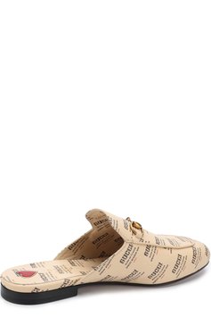 Женские кожаные сабо princetown с принтом GUCCI кремового цвета, арт. 505511/0PI00 | Фото 4 (Каблук высота: Низкий; Подошва: Плоская; Материал внутренний: Натуральная кожа; Материал внешний: Натуральная кожа)