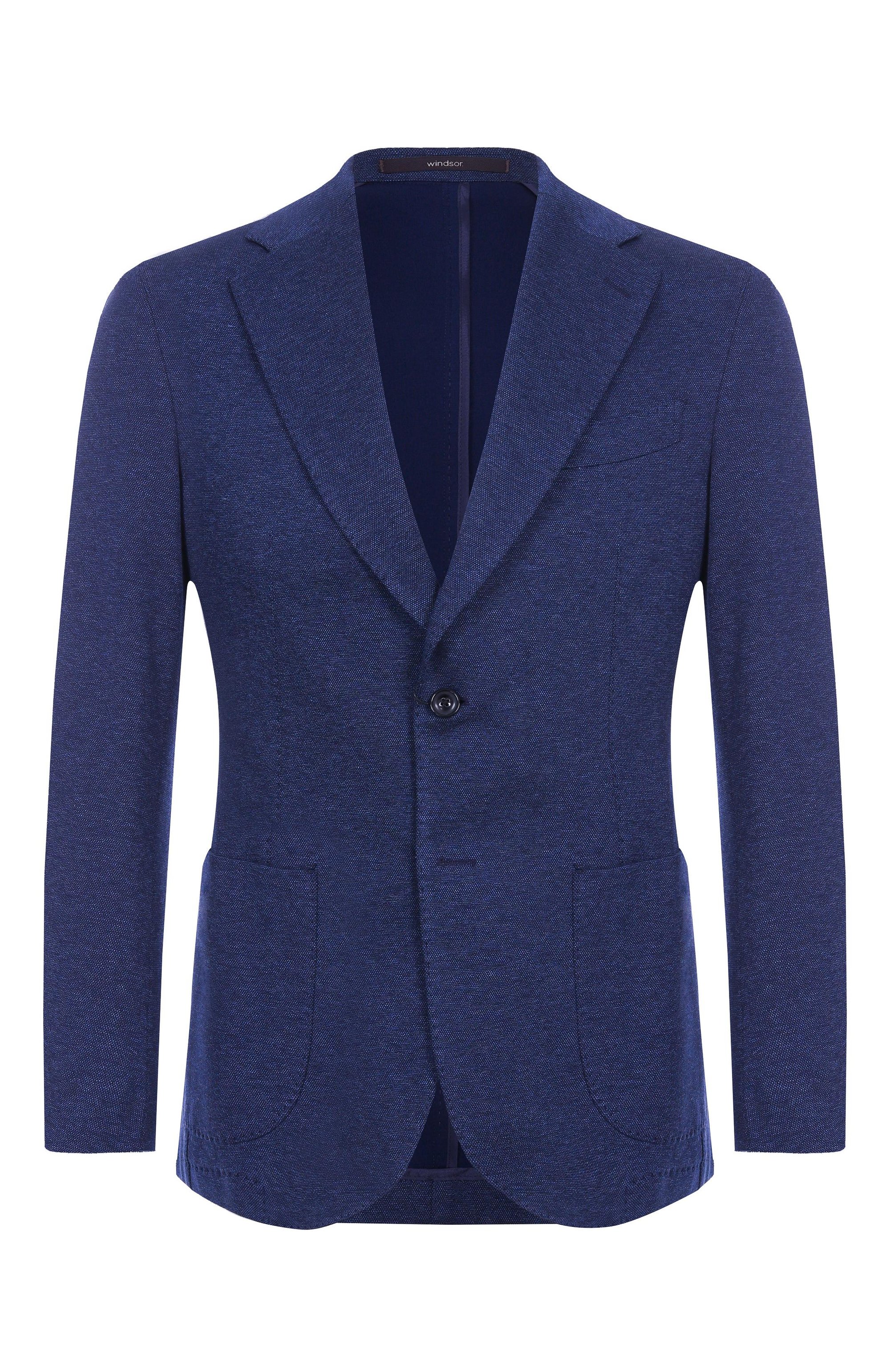 Хлопковый пиджак WINDSOR темно-синего цвета по цене 87550 руб., арт. 13 GI0RN0-J 10013090/30045423/58, фото 1 Хлопковый пиджак WINDSOR, арт. 13 GI0RN0-J 10013090/30045423/58, фото 1
