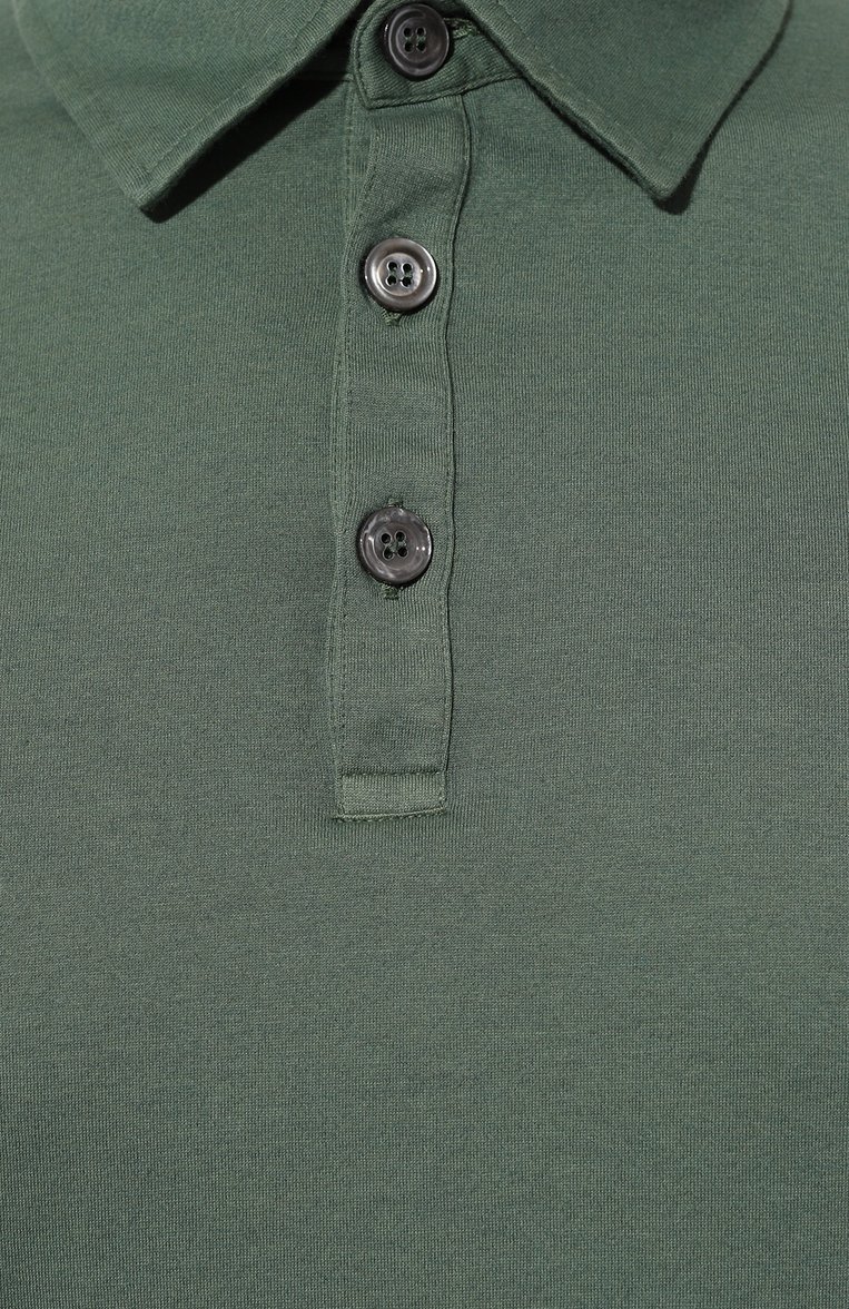 Мужское поло из хлопка и кашемира KITON зеленого цвета, арт. UMK0228 | Фото 5 (Рукава: Короткие; Длина (для топов): Стандартные; Материал внешний: Хлопок; Застежка: Пуговицы; Стили: Кэжуэл; Принт: Без принта; Мужское Кросс-КТ: Футболка-одежда; Автоматизация ТО: Проставлено; Автоматизация состава: Проставлено)