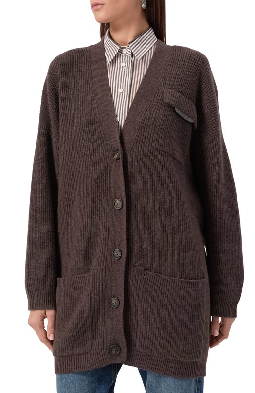 Кашемировый кардиган Brunello Cucinelli M12721716P Коричневый  M12721716P Фото 3