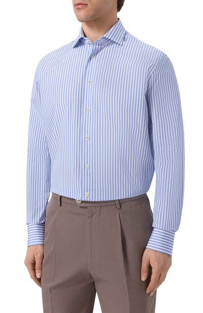 Хлопковая сорочка VAN LAACK голубого цвета по цене 28900 руб., арт. VL-RIK0S-SF/156296, фото 3 Хлопковая сорочка VAN LAACK, арт. VL-RIK0S-SF/156296, фото 3