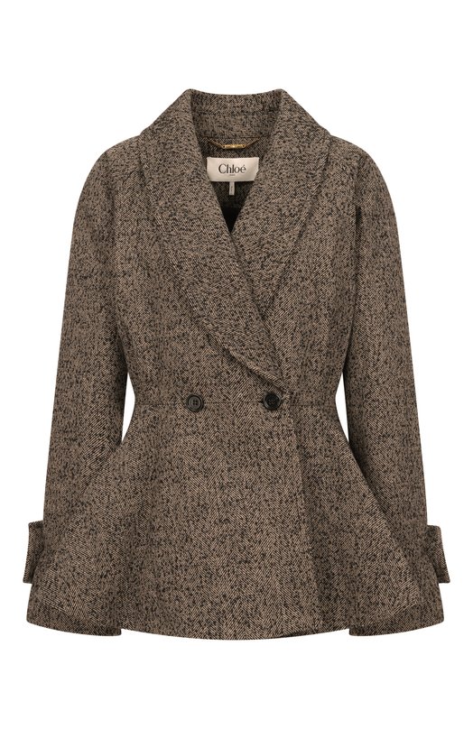 Шерстяное полупальто Chloé CH26SMA60263 Коричневый CH26SMA60263