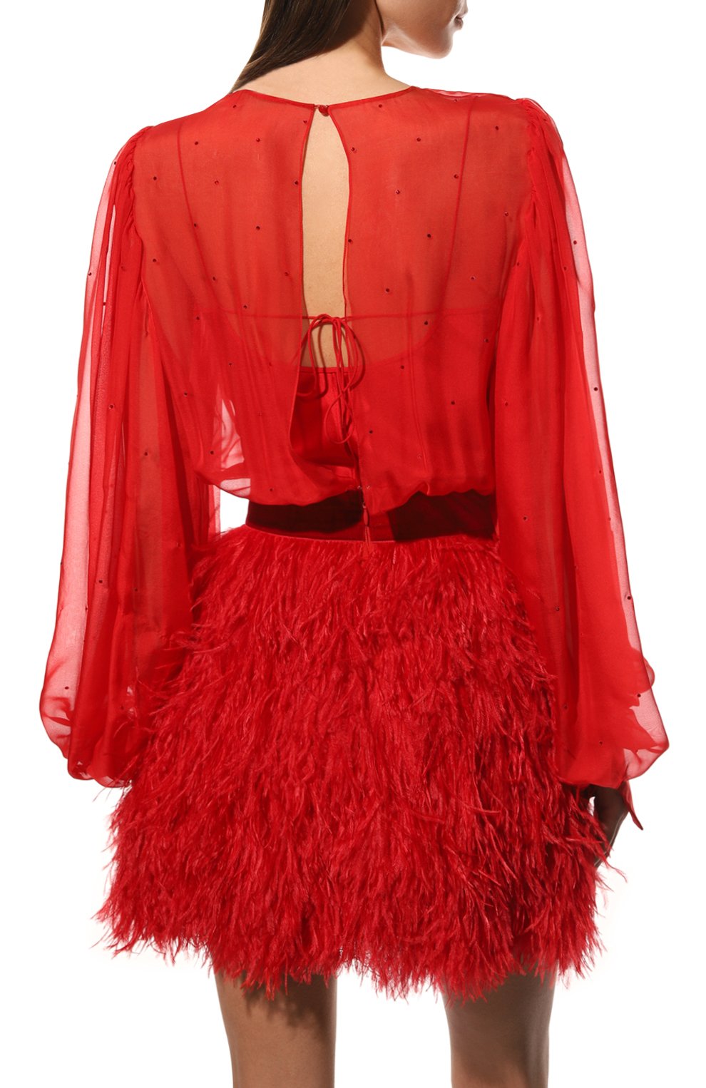 Шелковое платье с отделкой перьями YANA DRESS, арт. 1-23/5-699-4306, фото 4