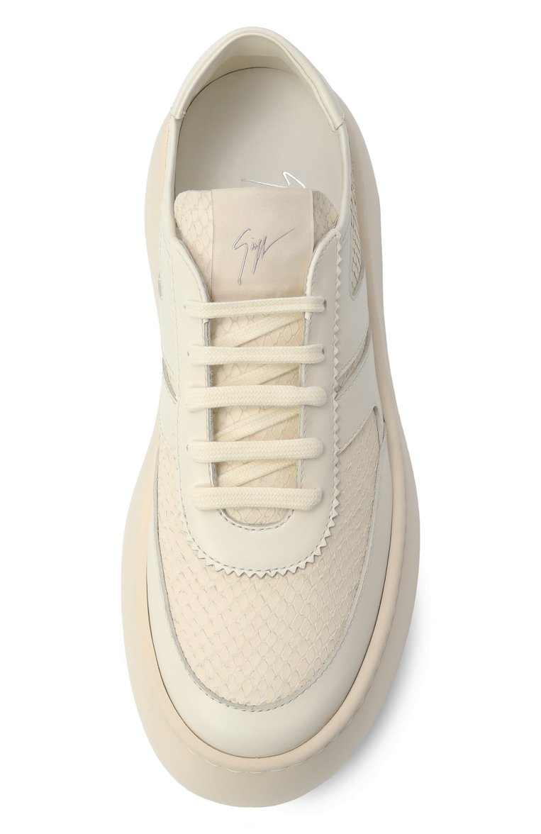 Женские кожаные кеды gz league maxi GIUSEPPE ZANOTTI DESIGN кремового цвета, арт. RS50007 | Фото 6 (Материал внутренний: Натуральная кожа; Подошва: Платформа; Материал внешний: Натуральная кожа; Стили: Кэжуэл; Материал утеплителя: Без утеплителя; Кросс-КТ: Низкие)
