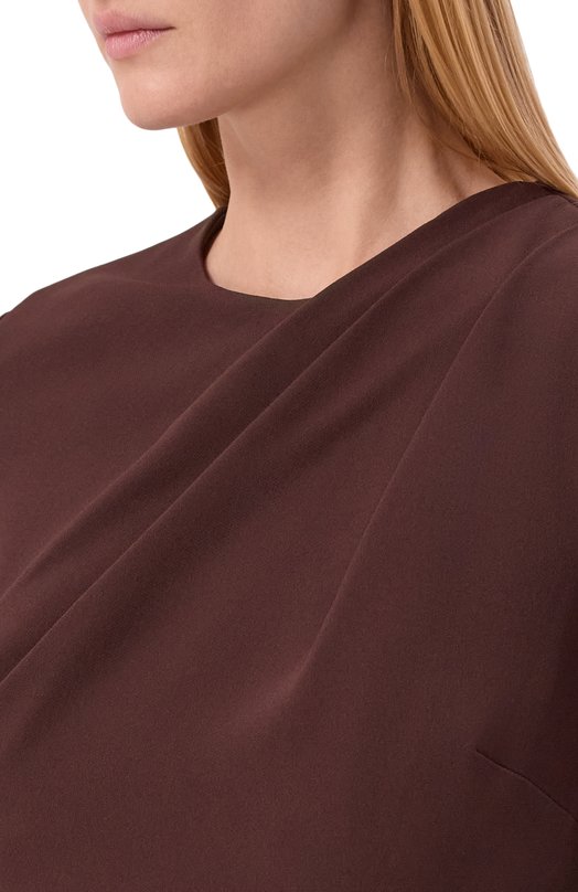 Платье из вискозы и шелка Elie Saab D0960NF25/CD023 Коричневый  D0960NF25/CD023 Фото 4