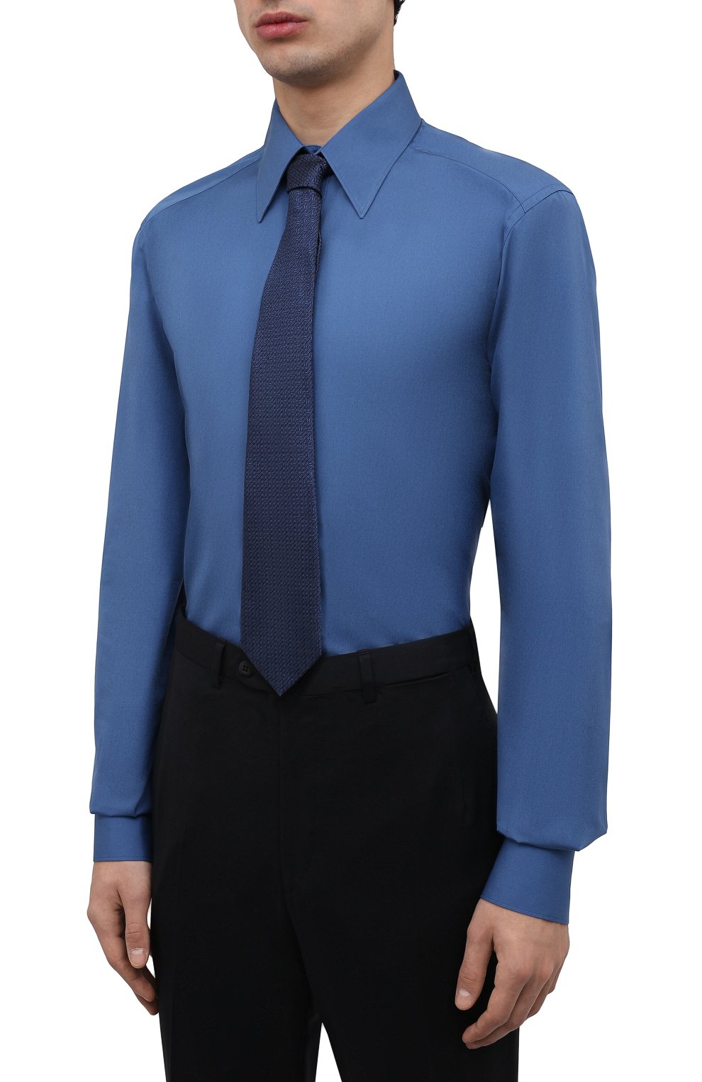 Хлопковая сорочка DOLCE & GABBANA синего цвета по цене 39050 руб., арт. G5IX8T/FU5TI, фото 4 Хлопковая сорочка DOLCE & GABBANA, арт. G5IX8T/FU5TI, фото 4