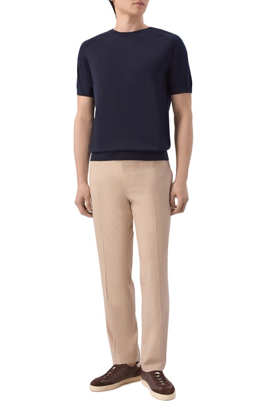 Джемпер из шелка и хлопка Kiton UMM0782 Синий  UMM0782 Фото 2