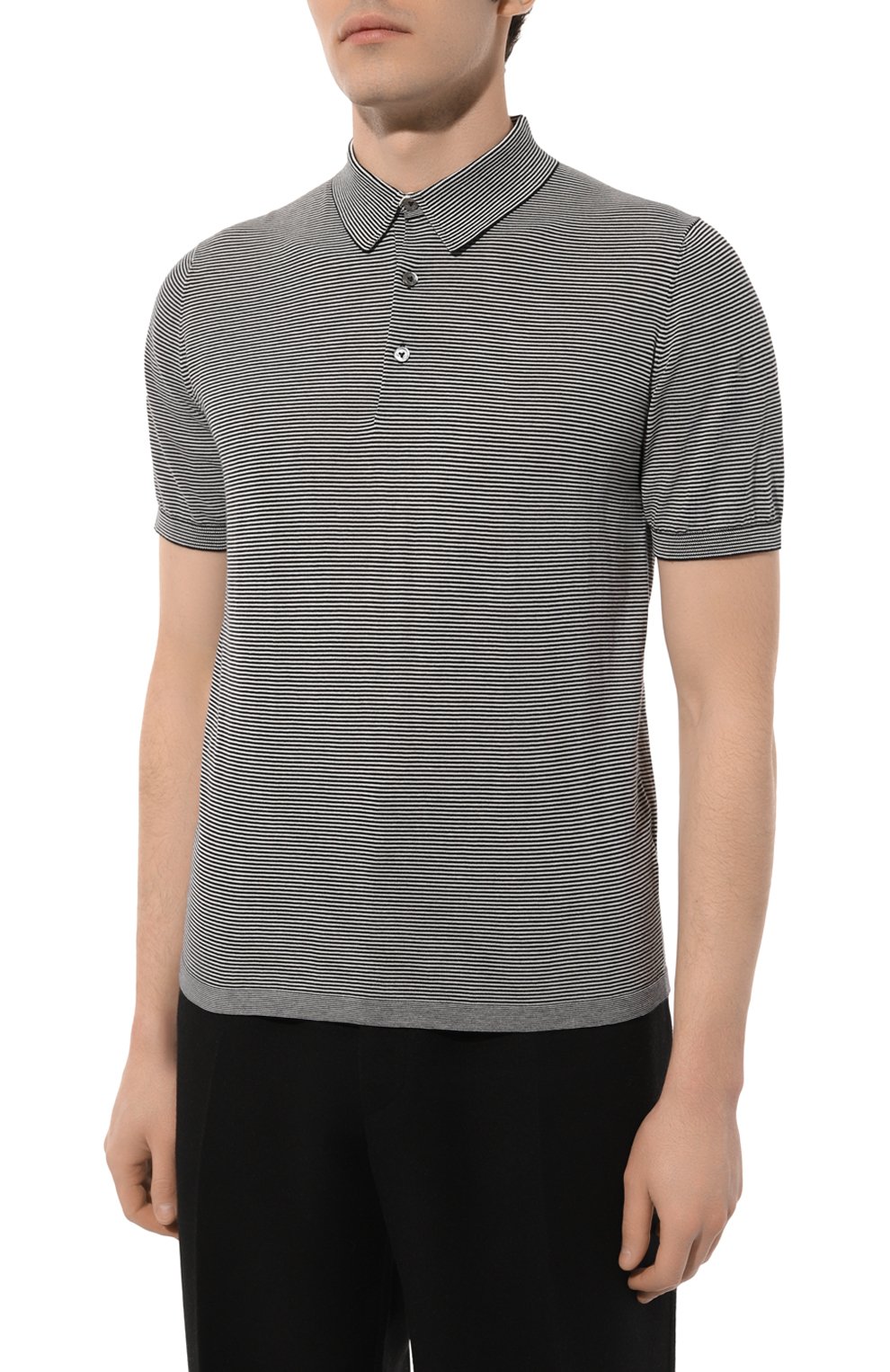 Хлопковое поло VAN LAACK черно-белого цвета по цене 19950 руб., арт. SANDR0/S00193, фото 3 Хлопковое поло VAN LAACK, арт. SANDR0/S00193, фото 3