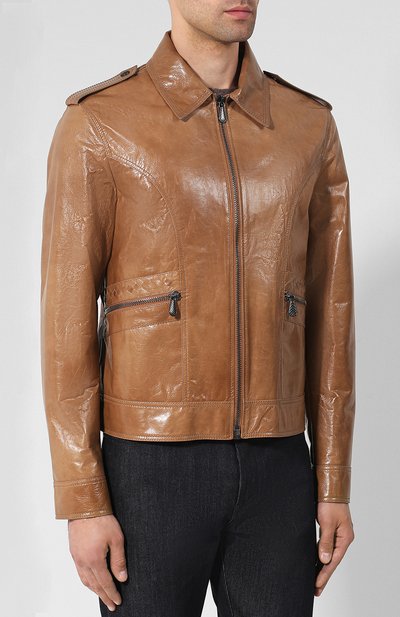 Кожаная куртка на молнии с отложным воротником BOTTEGA VENETA, арт. 513680/VEL00, фото 3