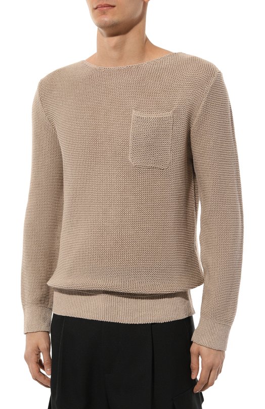 Свитер изо льна и хлопка Giorgio Armani 3DSM21/SM23Z Бежевый  3DSM21/SM23Z Фото 3