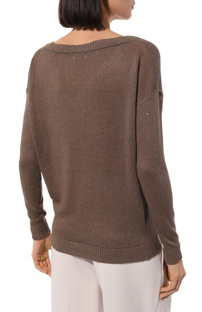 Пуловер изо льна и шелка BRUNELLO CUCINELLI хаки цвета по цене 144500 руб., арт. M1000B1033, фото 4 Пуловер изо льна и шелка BRUNELLO CUCINELLI, арт. M1000B1033, фото 4