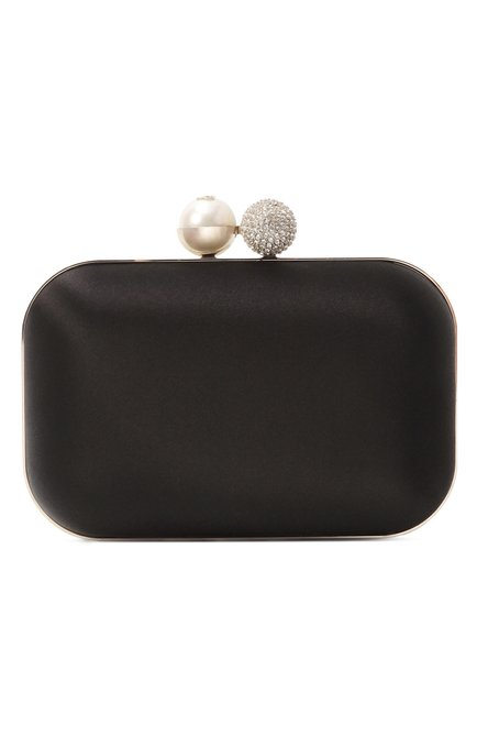 Женский клатч cloud JIMMY CHOO черного цвета, арт. CL0UD/TLL | Фото 1 (Драгоценные камни: Проставлено; Материал сплава: Проставлено; Материал: Текстиль, Металл; Размер: mini)