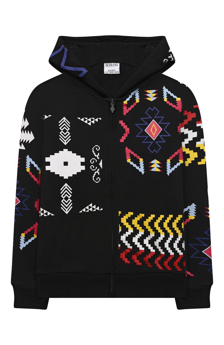 Детский хлопковая толстовка MARCELO BURLON KIDS OF MILAN черного цвета, арт. CBBE002F21FLE002 | Фото 1 (Материал внешний: Хлопок; Рукава: Длинные; Мальчики Кросс-КТ: Толстовка-одежда; Материал сплава: Проставлено; Драгоценные камни: Проставлено; Ростовка одежда: 10 - 11 лет | 140 - 146см, 12 лет | 152 см, 8 лет | 128 см)