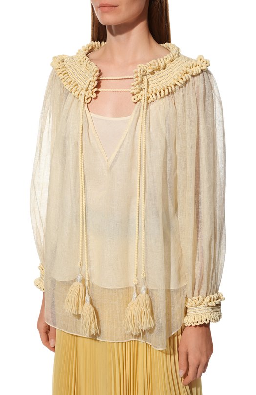 Шелковая блузка Oscar de la Renta Жёлтый, фото 3