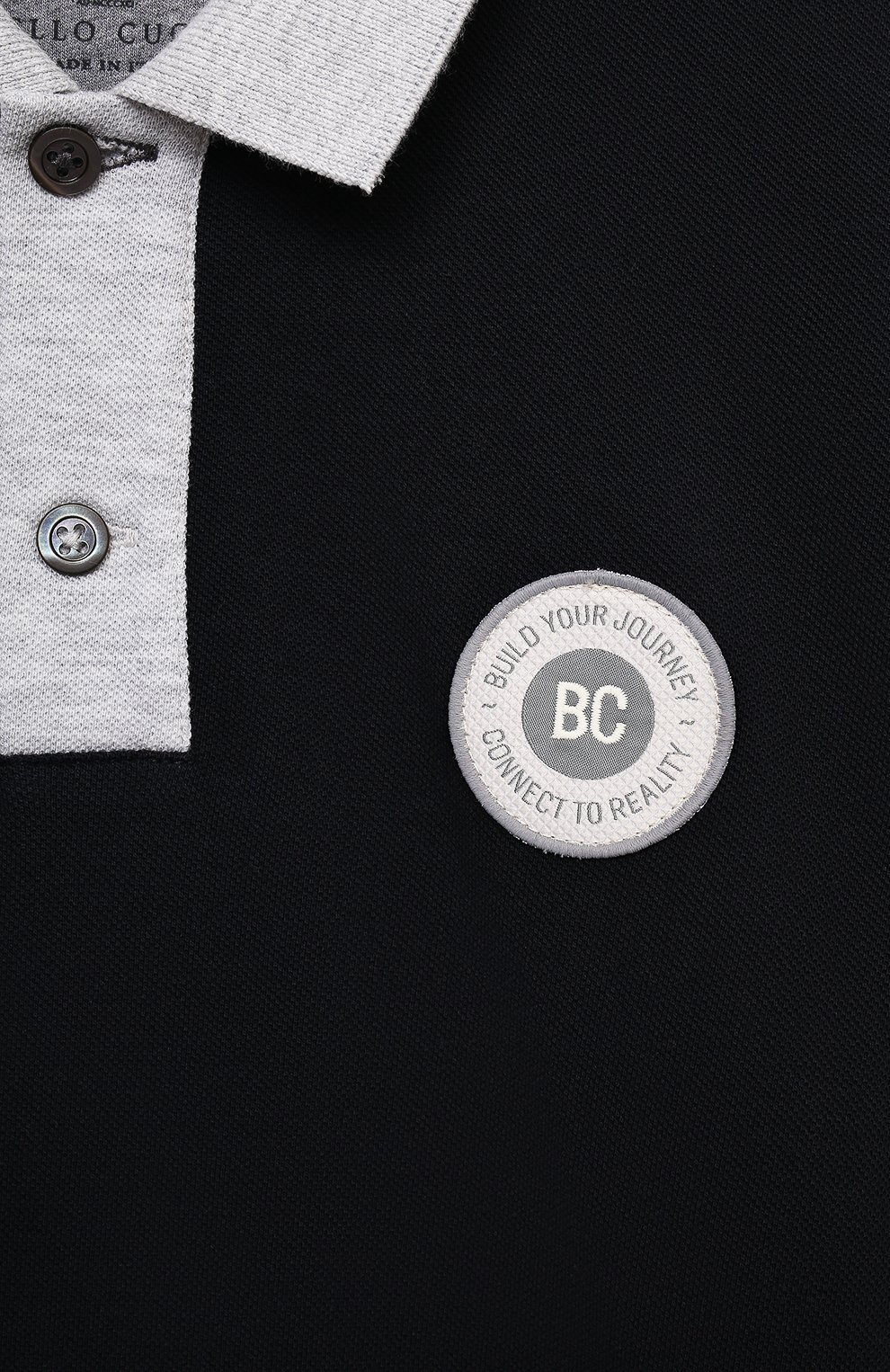 Хлопковое поло BRUNELLO CUCINELLI темно-синего цвета по цене 39500 руб., арт. B0021T322B, фото 3 Хлопковое поло BRUNELLO CUCINELLI, арт. B0021T322B, фото 3