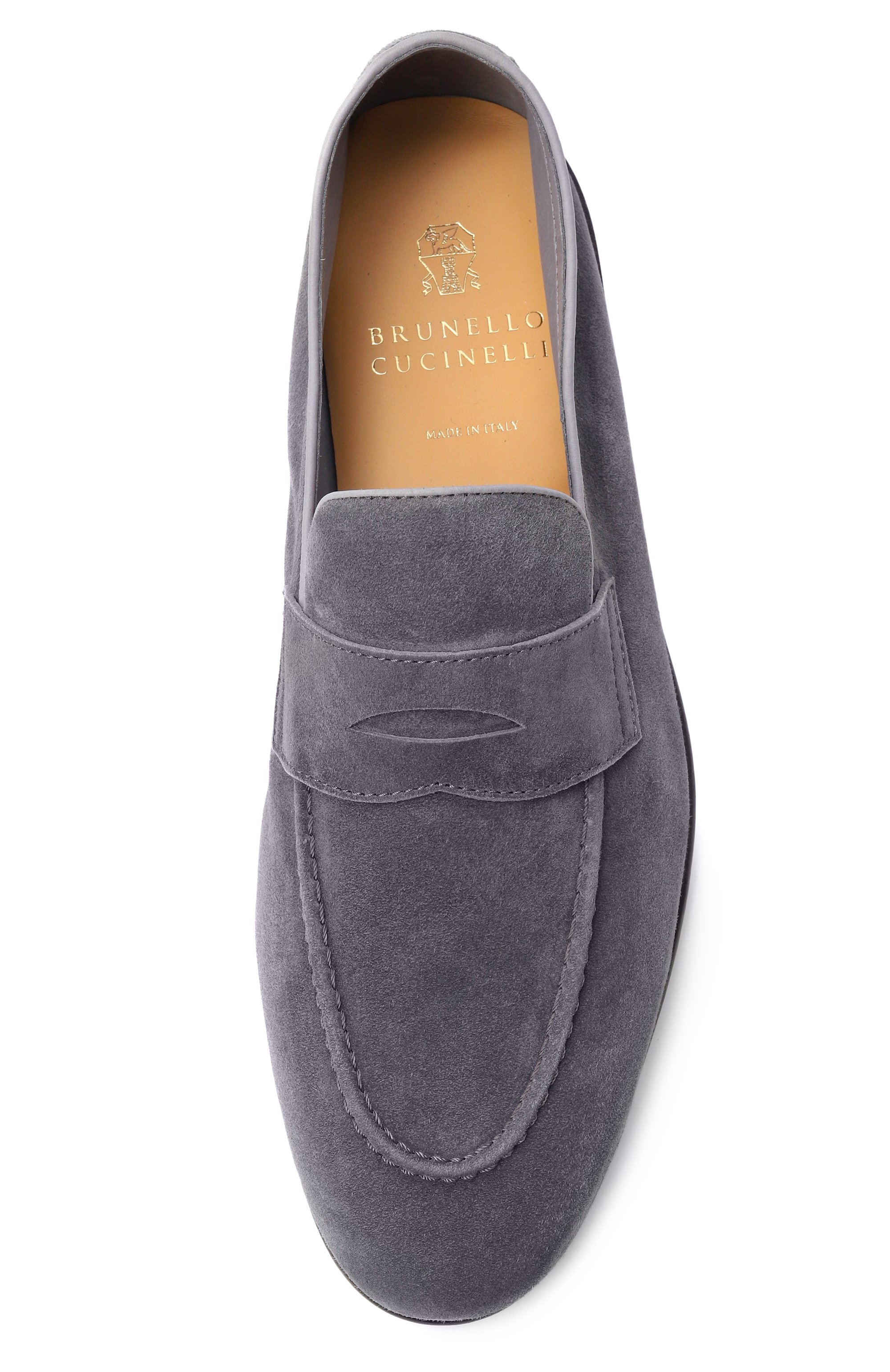 Замшевые пенни-лоферы BRUNELLO CUCINELLI темно-серого цвета по цене 120500 руб., арт. MZUCAHG730, фото 6 Замшевые пенни-лоферы BRUNELLO CUCINELLI, арт. MZUCAHG730, фото 6