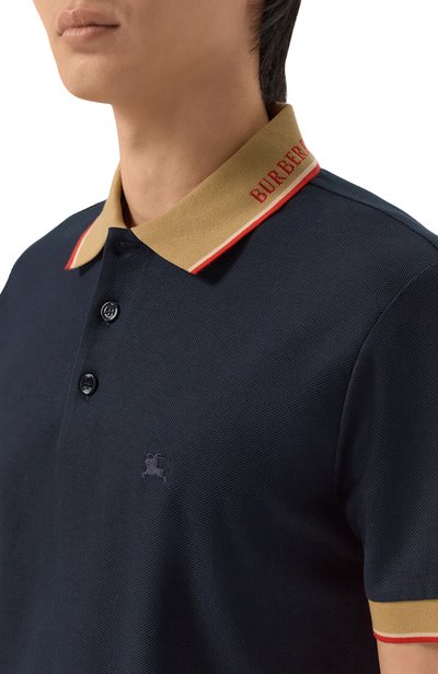 Хлопковое поло BURBERRY синего цвета по цене 73150 руб., арт. 8125523, фото 5 Хлопковое поло BURBERRY, арт. 8125523, фото 5