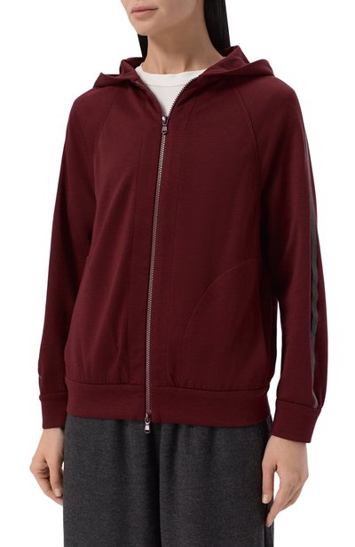 Толстовка из хлопка и шелка BRUNELLO CUCINELLI бордового цвета по цене 228000 руб., арт. MD828SM606, фото 3 Толстовка из хлопка и шелка BRUNELLO CUCINELLI, арт. MD828SM606, фото 3