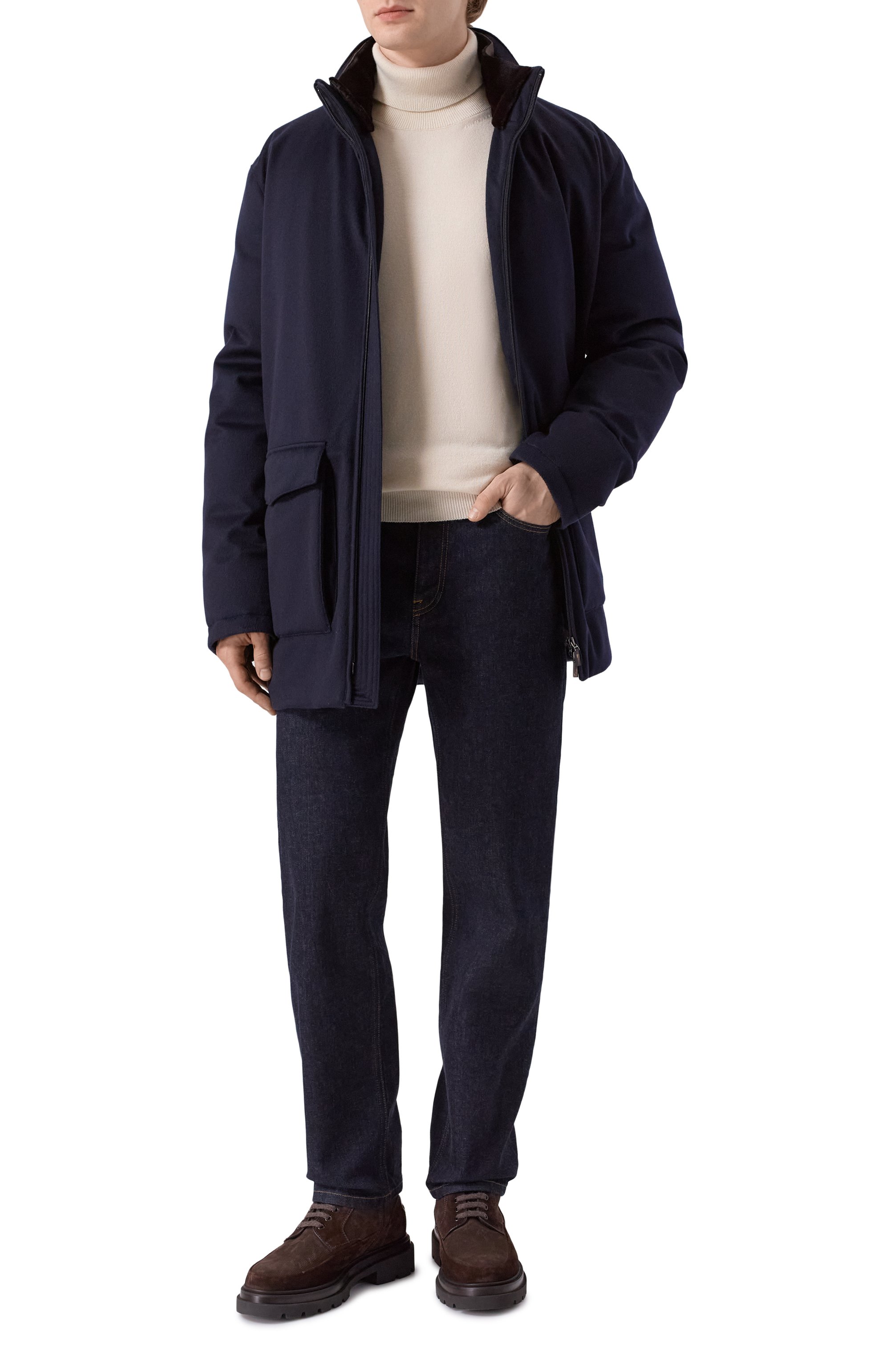 Кашемировая куртка с воротником из норки COLOMBO темно-синего цвета по цене 936500 руб., арт. GC00510/90775-U, фото 2 Кашемировая куртка с воротником из норки COLOMBO, арт. GC00510/90775-U, фото 2