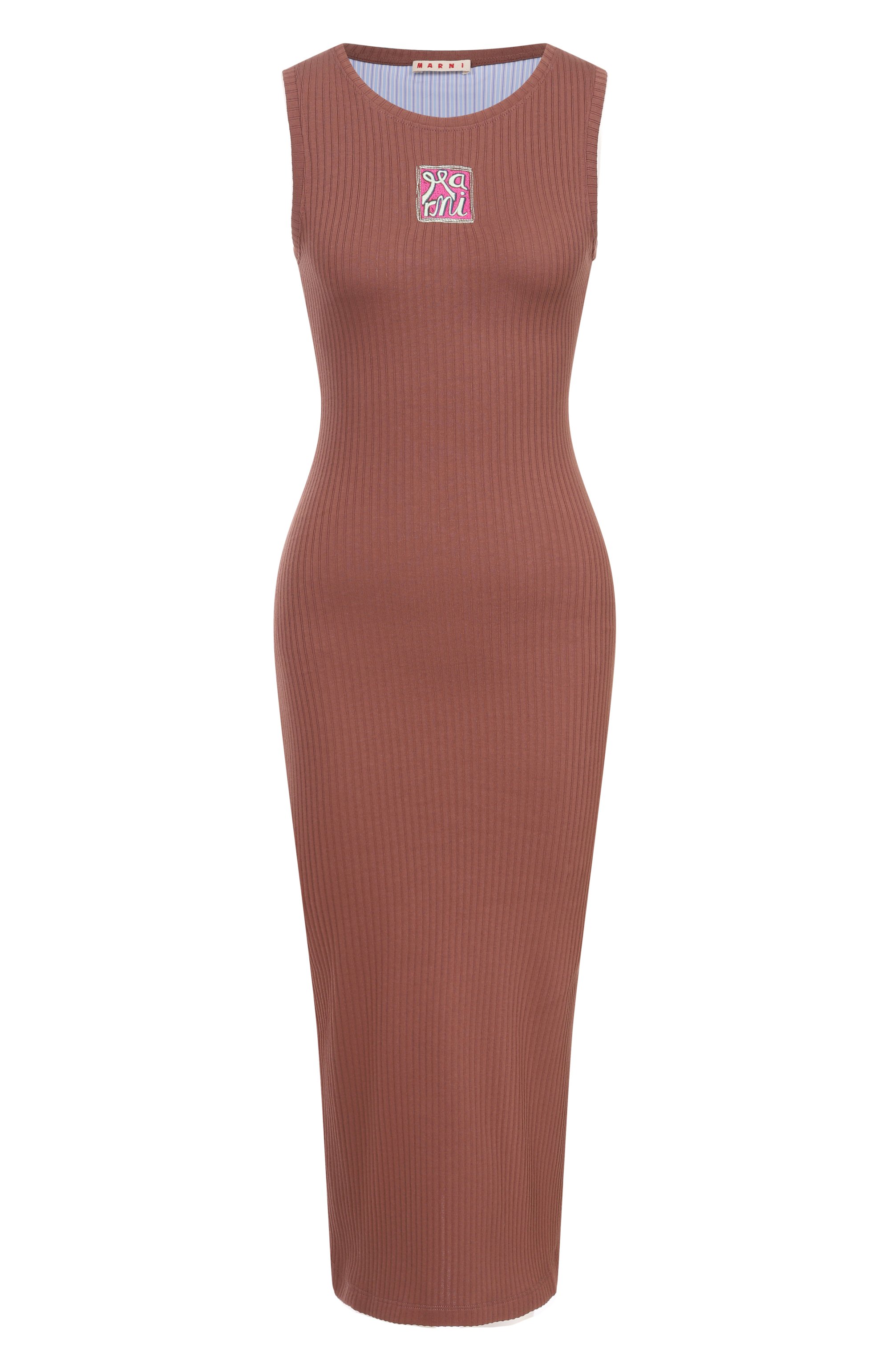 Хлопковое платье MARNI коричневого цвета по цене 86300 руб., арт. ABJE1542S0/UTC600, фото 1 Хлопковое платье MARNI, арт. ABJE1542S0/UTC600, фото 1